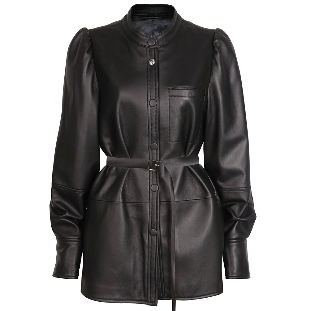 Autumn New Oversized Women Single Breasted Leather Shirt Blouse Real Leather Jacket For Ladies