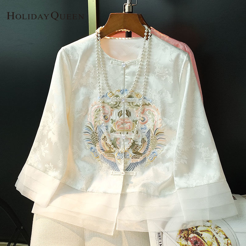 HolidayQueen Chinese Style Women's Top Women's Spring New Retro Buckle Heavy Work Embroidered Chinese Short Coat Free Shipping HQ1819