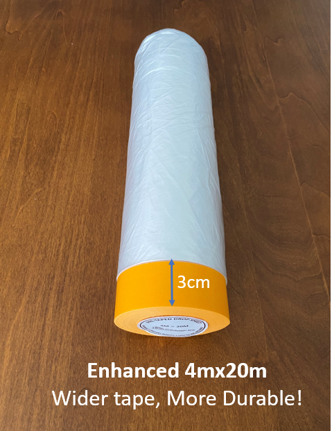 Enhanced Pretape plastic sheet for dust prevention / renovation plastic cover