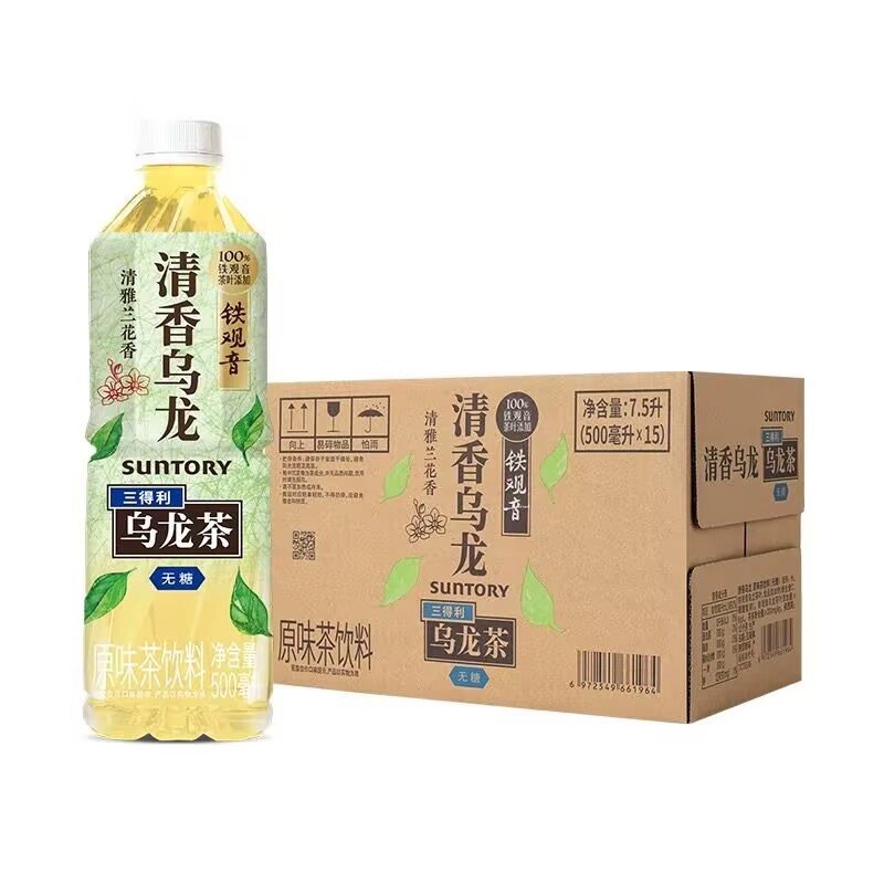 Selection of sugar-free 500ml*15 bottles of Suntory fragrant oolong tea for extracting natural orchid fragrance from Tieguanyin tea.