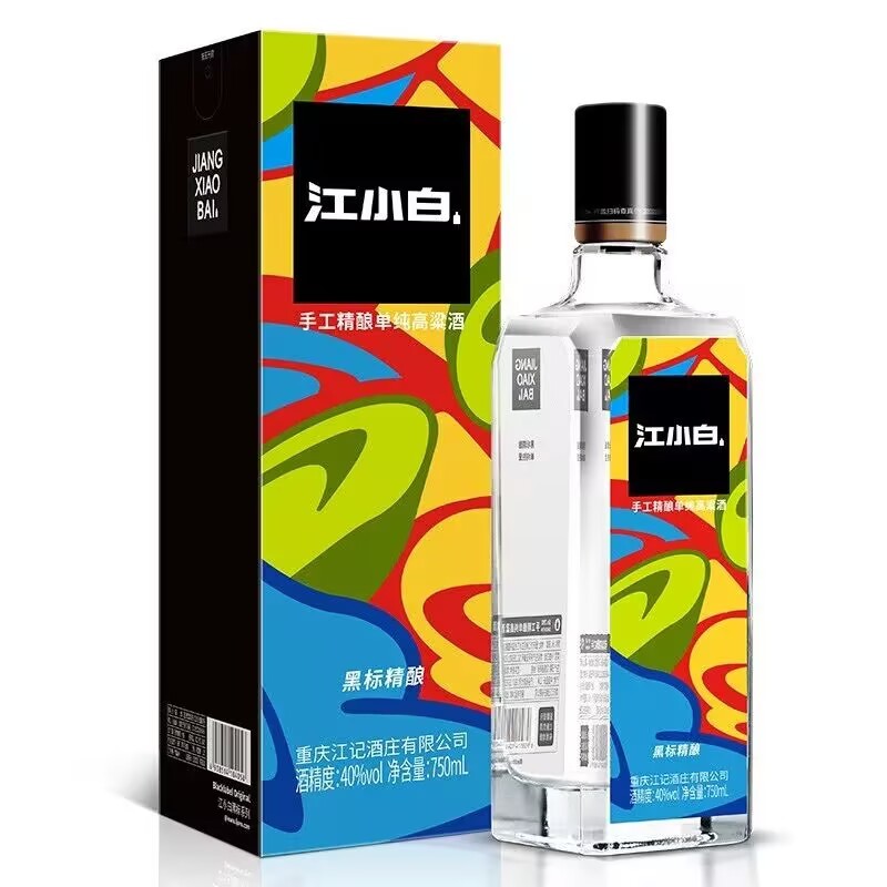 Jiang Xiaobai liquor 40 degrees 750ml*6 bottles with black label in the whole case, hand-crafted kaoliang liquor in large bottles